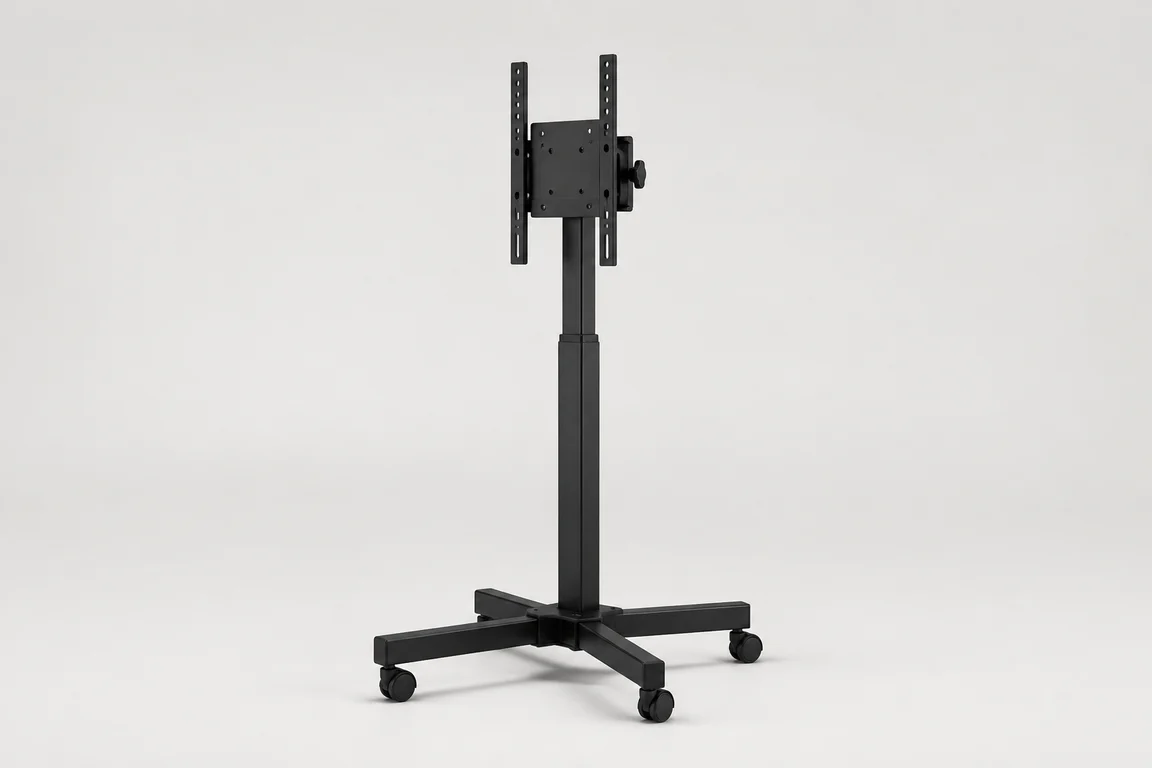 Original concept rendering of an empty wheeled vertical panel stand