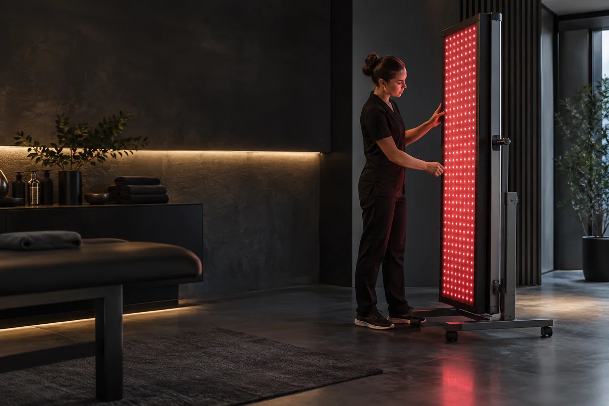 Tall full-body red light panel for professional environments