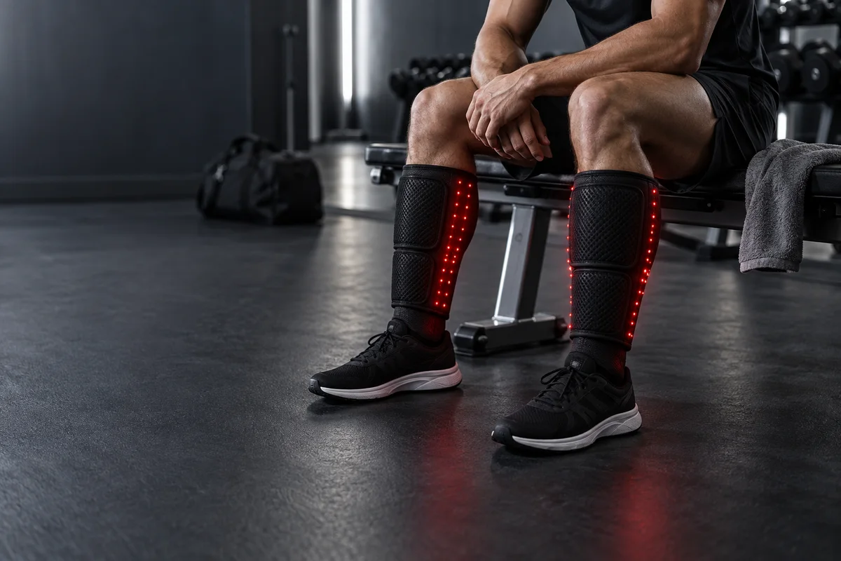 Wearable red light boots designed for recovery routines